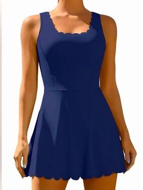 M Attraco Athletic Navy Scalloped Tennis Dress & Shorts NWT